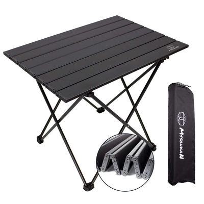 MSSOHKAN Camping Table Folding Portable Camp Side Table Aluminum Lightweight Carry Bag Beach Outdoor Hiking Picnics BBQ Cooking Dining Kitchen Black Medium