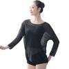 Loodgao Women's Sheer Mesh See Through Shirts Blouse Long Sleeve Gym Yoga Shirt Ballet Dance Tops Activewear Casualwear Black OneSize view 1