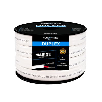 4 Gauge 2 Conductor Marine Wire - 18 ft Duplex Flat Marine Grade Wire Tinned Copper Oxygen-Free Insulated - 4/2 AWG UL 1426 Standard PVC Wire for Boat, Automotive, Speakers, Camper & Trailers