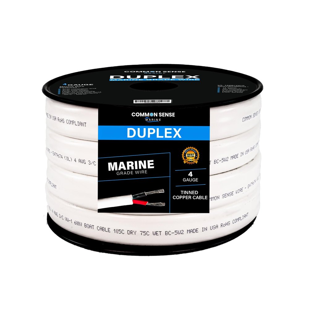 4 Gauge 2 Conductor Marine Wire - 18 ft Duplex Flat Marine Grade Wire Tinned Copper Oxygen-Free Insulated - 4/2 AWG UL 1426 Standard PVC Wire for Boat, Automotive, Speakers, Camper & Trailers