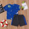 One opening Toddler Baby Boy Summer Clothes Daddy Son Letters T-Shirts Tees Tops+Camouflage Shorts Pants Outfits 2PCS Shorts Set Clothes (Blue Dinosaur outfits, 2T-3T) view 2