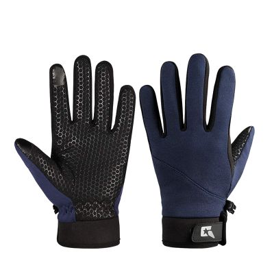 FUFU Gloves Winter Gloves, Thermal Gloves Running Gloves Touch Screen Anti-Slip Sports Winter Full Finger Sports Gloves for Outdoor Cycling (Color : Blue, Size : M)