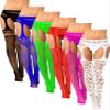 Skylety 6 Pairs Fishnet Stockings for Women Plus Size Thigh-high Tights Stockings Suspender Pantyhose Garter Belts(Medium-large,Black, Blue, Green, Red, Rose Red, White)