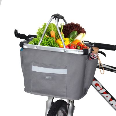 RAYMACE Detachable Bike Basket Bicycle Handlebar Basket for Pet,Picnic,Shopping,Quick Release Easy Install (Grey)