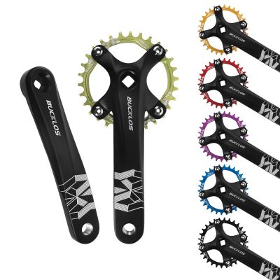 BUCKLOS 104 BCD 30T Mountain Bike Single Speed Crankset170mm Square Taper Crankset with Narrow Wide Teeth Round ChainringSix Color,Bicycle Crank Arm Set