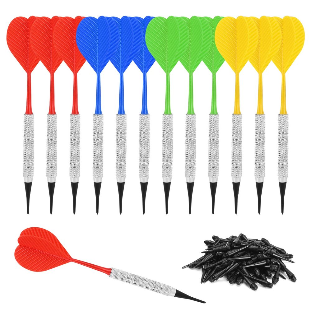 Accmor 12 Pack Soft Tip Darts, Bar Dart, Plastic Tip Darts Set, Attach Extra 100 Black 2BA Replacement Tips, Soft Tip Darts for Electronic/Plastic Dartboard