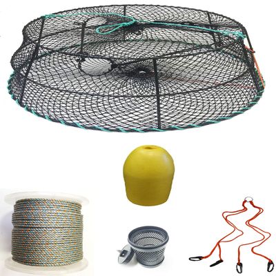 KUFA Sports Tower Style Prawn Trap with 400' Rope, Yellow Float, Vented Bait Jar & Harness Combo (CT79+PAL16+HA2)