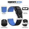 Ritche Christmas Gift 24mm Silicone Watch Band Quick Release Rubber Watch Bands for Men Women - Black Top Blue Bottom Silver Buckle, White Elephant Gifts, Stocking Stuffers for Men view 2