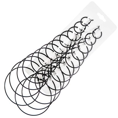 12 Pairs Hoop Earrings Set Big Circle Earring Fashion Jewelry for Women Girls,Dia 2-7.5cm (Black)