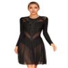 Freebily Women's Figure Ice Skating Dress Roller Skating Ballet Dance Spandex Gymnastics Leotard Dress Black Large view 1