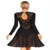 Freebily Women's Figure Ice Skating Dress Roller Skating Ballet Dance Spandex Gymnastics Leotard Dress Black Large view 3
