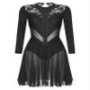 Freebily Women's Figure Ice Skating Dress Roller Skating Ballet Dance Spandex Gymnastics Leotard Dress Black Large view 4
