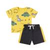One opening Toddler Baby Boy Summer Clothes Daddy Son Letters T-Shirts Tees Tops+Camouflage Shorts Pants Outfits 2PCS Shorts Set Clothes (Yellow Dinosaur outfits, 18-24 months) view 1