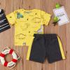 One opening Toddler Baby Boy Summer Clothes Daddy Son Letters T-Shirts Tees Tops+Camouflage Shorts Pants Outfits 2PCS Shorts Set Clothes (Yellow Dinosaur outfits, 18-24 months) view 2