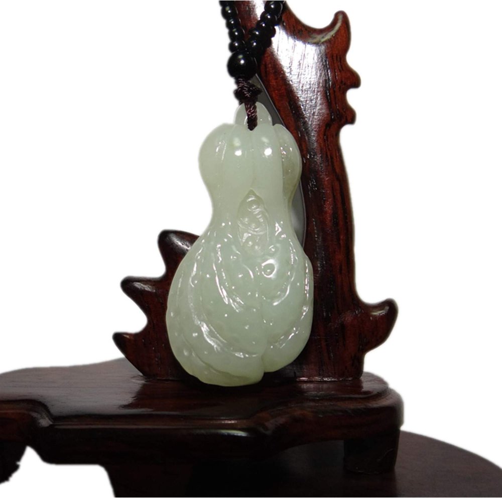1.9" China Certified Nature Hetian Nephrite Jade Lucky Magnolia Flower Double Carved Necklace Pendant 7463