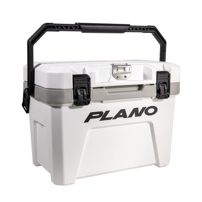 Plano Frost 21-Quart Hard Cooler, Includes Dry Basket, Small, White and Black, Durable, Insulated Ice Chest for Camping, Fishing, and Tailgating