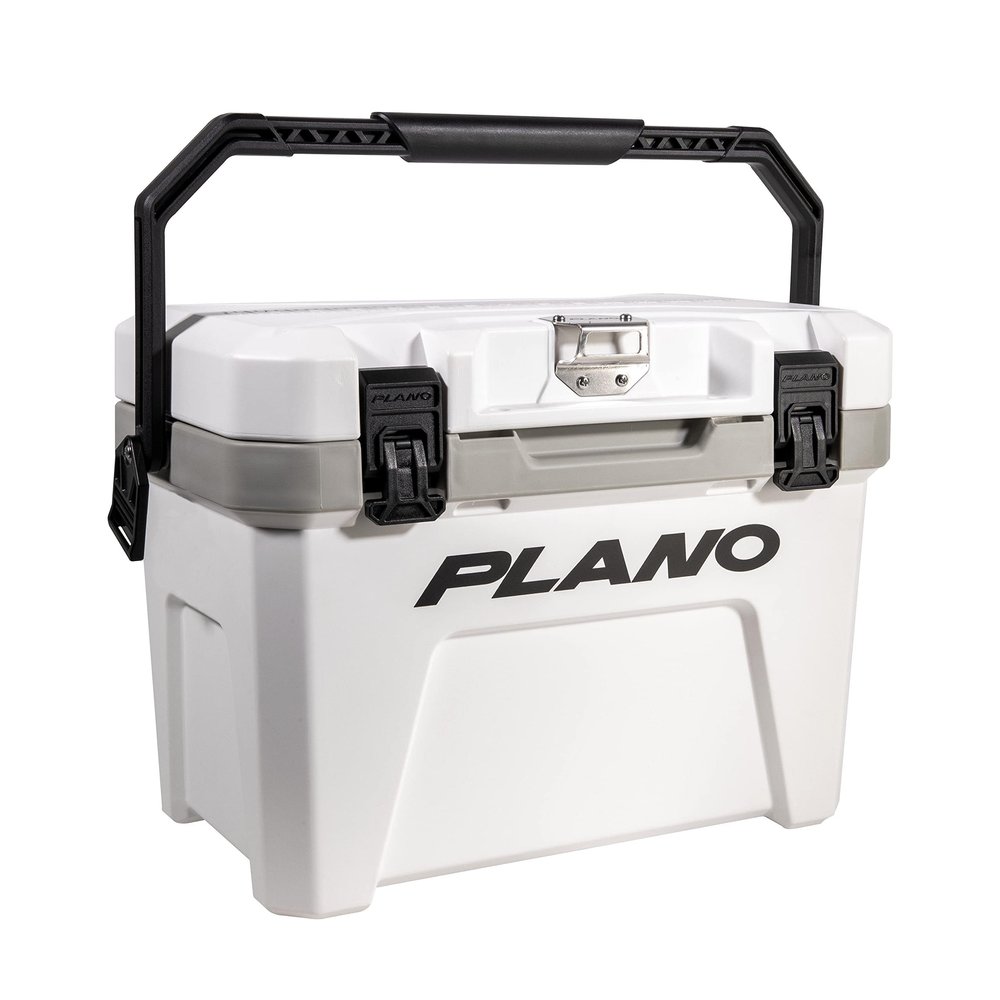 Plano Frost 21-Quart Hard Cooler, Includes Dry Basket, Small, White and Black, Durable, Insulated Ice Chest for Camping, Fishing, and Tailgating