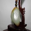 2.6" China Certified Nature Hetian Nephrite Jade Blessing Bat and Ruyi Hand Carved Necklace Pendant 7461 view 4