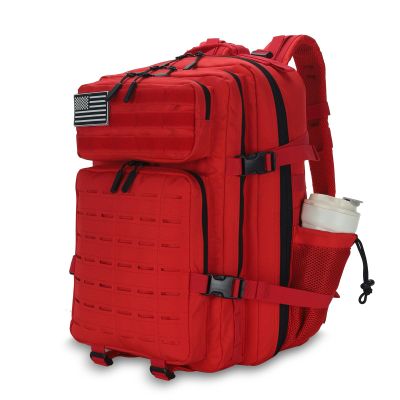 W WINTMING Sparklekle Military Tactical Backpack 45L 3 Day Assault Pack Waterproof Molle Hiking Rucksack for Men&Women (Red)