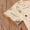 One opening Toddler Baby Boy Summer Clothes Daddy Son Letters T-Shirts Tees Tops+Camouflage Shorts Pants Outfits 2PCS Shorts Set Clothes (Beige Dinosaur outfits, 3T-4T) view 4