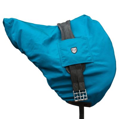 Harrison Howard Premium Dressage English Saddle Cover, Waterproof & Breathable Fleece-Lined Long Flap Saddle Protection Azure Blue