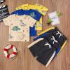 One opening Toddler Baby Boy Summer Clothes Daddy Son Letters T-Shirts Tees Tops+Camouflage Shorts Pants Outfits 2PCS Shorts Set Clothes (Beige Dinosaur outfits, 2T-3T) view 3