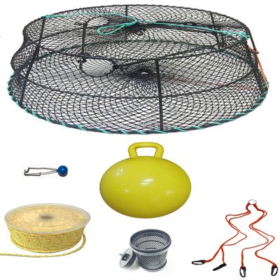 KUFA Sports Tower Style Prawn Trap with 400' Rope, Yellow Float, Vented Bait Jar & Harness Combo (CT79+PAP56+HA2)