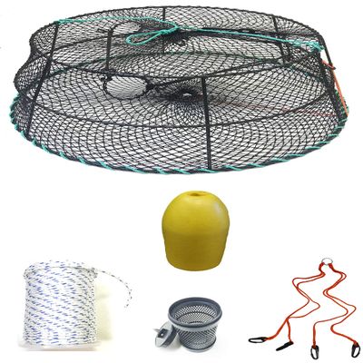 KUFA Sports Tower Style Prawn Trap with 400' Rope, Yellow Float, Vented Bait Jar & Harness Combo (CT79+PAM16+HA2)