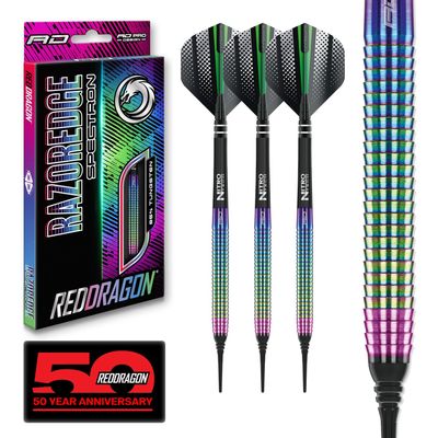 RED Dragon Razor Edge Spectron 18 Gram Softip Tungsten Darts with Flights and Stems
