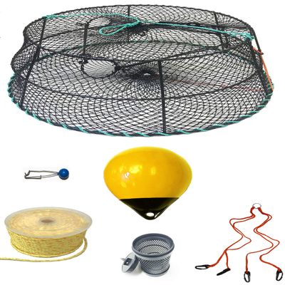 KUFA Sports Tower Style Prawn Trap with 400' Rope, Yellow Float, Vented Bait Jar & Harness Combo (CT79+PAP306+HA2)
