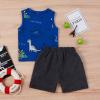 One opening Toddler Baby Boy Summer Clothes Daddy Son Letters T-Shirts Tees Tops+Camouflage Shorts Pants Outfits 2PCS Shorts Set Clothes (Blue Dinosaur Tank outfits, 3T-4T) view 2
