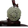 2.1" China Certified Nature Hetian Nephrite Jade Double Dragon and Flower Hand Carved Necklace Pendant 0102 view 1