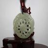 2.1" China Certified Nature Hetian Nephrite Jade Double Dragon and Flower Hand Carved Necklace Pendant 0102 view 3