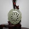 2.1" China Certified Nature Hetian Nephrite Jade Double Dragon and Flower Hand Carved Necklace Pendant 0102 view 4