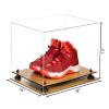 Better Display Cases Acrylic Extra Large Shoe Display Case for Basketball Shoe, Hightop, Soccer & Football Cleats with Clear Case, Black Risers and Wood Base -18 x 14 x 12 (A014/V60) view 3