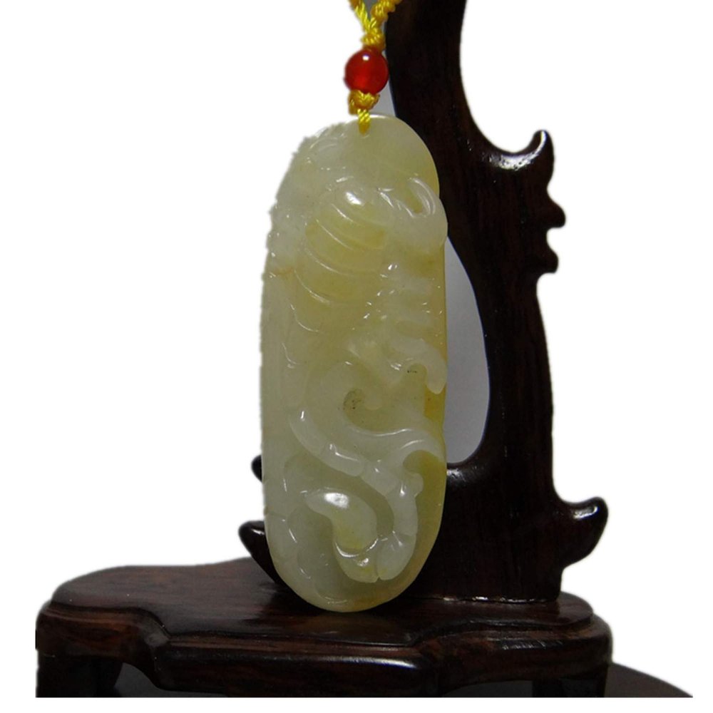 2.6" China Certified Nature Yellow Dragon Jade Fortue Scorpion Hand Carved Necklace Pendants 2372