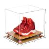 Better Display Cases Acrylic Extra Large Shoe Display Case for Basketball Shoe, Hightop, Soccer & Football Cleats with Clear Case, Pink Risers and Wood Base 18 x 14 x 12 (A014/V60) view 2