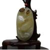 2.8" China Certified Nature Yellow Dragon Jade Fortue Fish and Lotus Hand Carved Necklace Pendants 2373 view 1