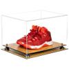 Better Display Cases Acrylic Extra Large Shoe Display Case for Basketball Shoe, Hightop, Soccer & Football Cleats with Clear Case, Silver Risers and Wood Base -18 x 14 x 12 (A014/V60) view 1