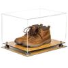 Better Display Cases Acrylic Extra Large Shoe Display Case for Basketball Shoe, Hightop, Soccer & Football Cleats with Clear Case, Silver Risers and Wood Base -18 x 14 x 12 (A014/V60) view 3