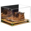 Better Display Cases Acrylic Extra Large Shoe Display Case for Basketball Shoe, Hightop, Soccer & Football Cleats with Mirror Case, Green Risers and Wood Base -18 x 14 x 12 (A014/V60) view 1