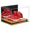 Better Display Cases Acrylic Extra Large Shoe Display Case for Basketball Shoe, Hightop, Soccer & Football Cleats with Mirror Case, Green Risers and Wood Base -18 x 14 x 12 (A014/V60) view 2