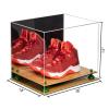 Better Display Cases Acrylic Extra Large Shoe Display Case for Basketball Shoe, Hightop, Soccer & Football Cleats with Mirror Case, Green Risers and Wood Base -18 x 14 x 12 (A014/V60) view 3