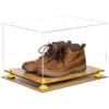 Better Display Cases Acrylic Extra Large Shoe Display Case for Basketball Shoe, Hightop, Soccer & Football Cleats with Clear Case, Yellow Risers and Wood Base -18 x 14 x 12 (A014/V60) view 3