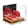 Better Display Cases Acrylic Extra Large Shoe Display Case for Basketball Shoe, Hightop, Soccer & Football Cleats with Mirror Case, Orange Risers and Wood Base 18 x 14 x 12 (A014/V60) view 3