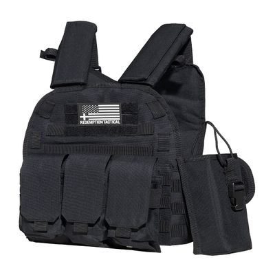 Tactical PALS Molle Airsoft Paintball Vest with Side Cummerbund, Mil Spec 1000D Modular w/Triple Mag Pouch, IFAK (Black)