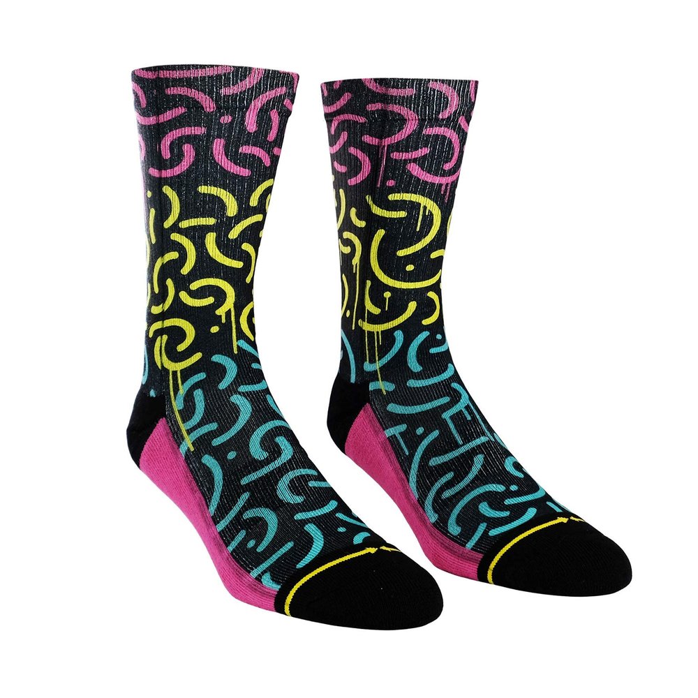 MERGE4 Natas Kaupas Macaroni Style Large Crew Socks for Men and Women Purple Yellow Blue Pasta