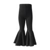 Kids Toddler Little Baby Girl Ruffle Leggings Bell Bottom Flare Pants Cotton Long High Waist Solid Color Tights Fall Winter Outfit Workout Yoga Gymnastics Dance Casual Trousers Black 3-6 Months view 1
