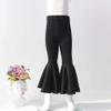 Kids Toddler Little Baby Girl Ruffle Leggings Bell Bottom Flare Pants Cotton Long High Waist Solid Color Tights Fall Winter Outfit Workout Yoga Gymnastics Dance Casual Trousers Black 3-6 Months view 2