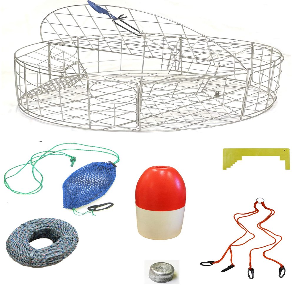KUFA Sports 30"x12" Stainless Steel Crab Trap & Accessories Combo (CT120+CAQ14+ZIN)